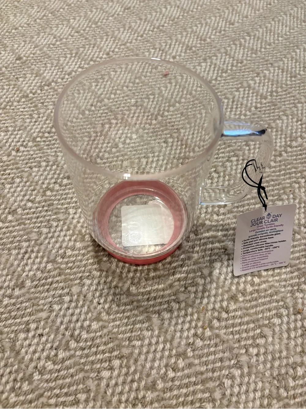 Clear Day Glass Mug with Pink Silicone Base